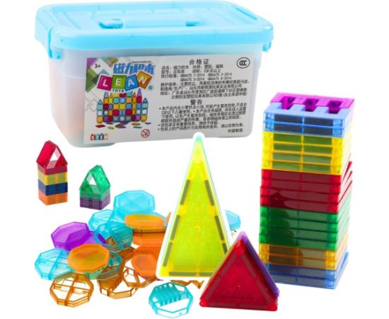 Leantoys Zestaw Klocki Magnetyczne W Walizce Kolorowe  57 El Конструкторы