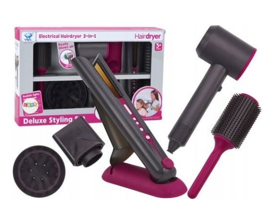 LeanToys Zestaw Fryzjerski Suszarka Prostownica Szczotka Końcówki Wymienne Smaržas - NESAKĀRTOTS