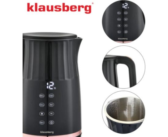 Elektriskā tējkanna Klausberg KB 7896,  LED temperatūras panelis,  tilpums 1,7L, jauda 2200W Tējkannas (elektriskās)