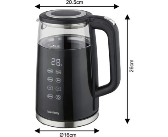 Elektriskā tējkanna Klausberg KB 7894 ar LED paneli temperatūras regulēšanai 1.7L jauda 2200W Tējkannas (elektriskās)