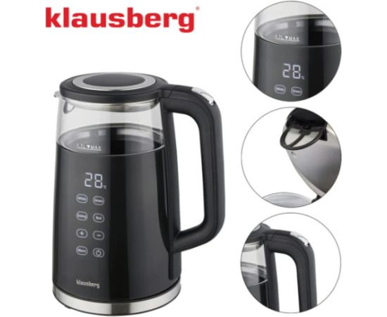 Elektriskā tējkanna Klausberg KB 7894 ar LED paneli temperatūras regulēšanai 1.7L jauda 2200W Tējkannas (elektriskās)