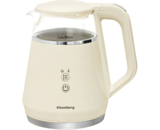 Elektriskā tējkann Klausberg KB 7893 no stikla ar LED paneli, tilpums 1,0L un jauda 1100W Tējkannas (elektriskās)