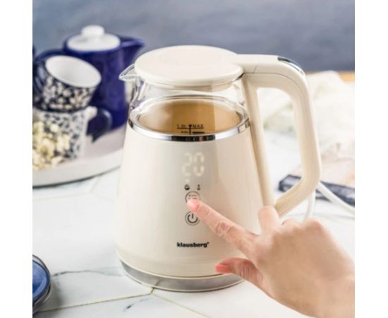 Elektriskā tējkann Klausberg KB 7893 no stikla ar LED paneli, tilpums 1,0L un jauda 1100W Tējkannas (elektriskās)