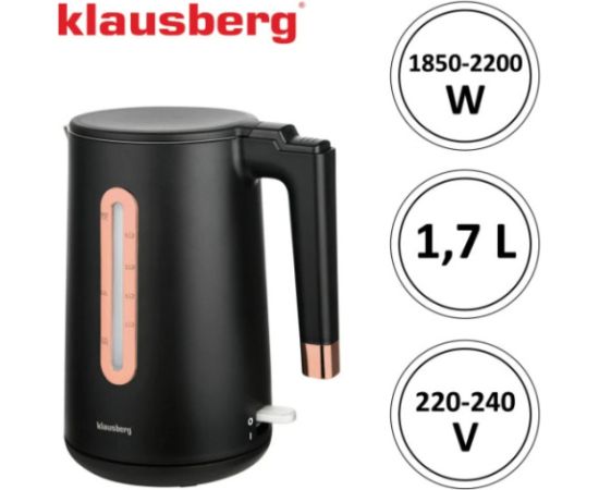 Elektriskā tējkanna Klausberg KB 7889 tilpumS 1,7L 2200W Tējkannas (elektriskās)