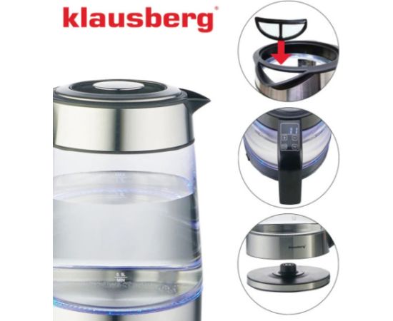 Elektriskā tējkanna Klausberg KB 7888 digitālais temperatūras displejs 1.7L jauda 2200W Tējkannas (elektriskās)