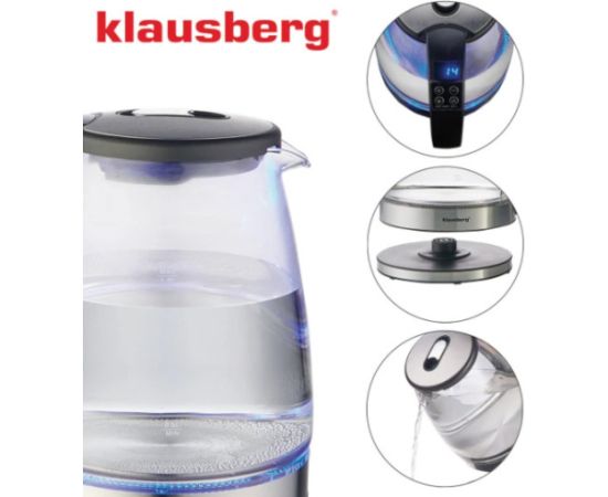 Elektriskā tējkanna Klausberg KB 7887 ar temperatūras displeju 1.8L  jauda 2200W Tējkannas (elektriskās)