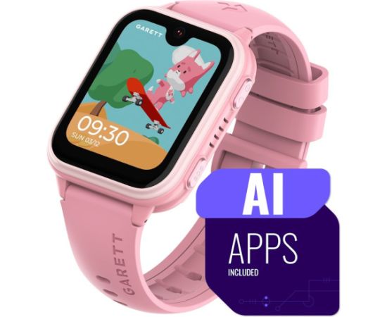 Išmanusis laikrodis su lietuvišku meniu Garett Kids Vibe AI 4G su GPS, kamera, Pink Rokas pulksteņi 