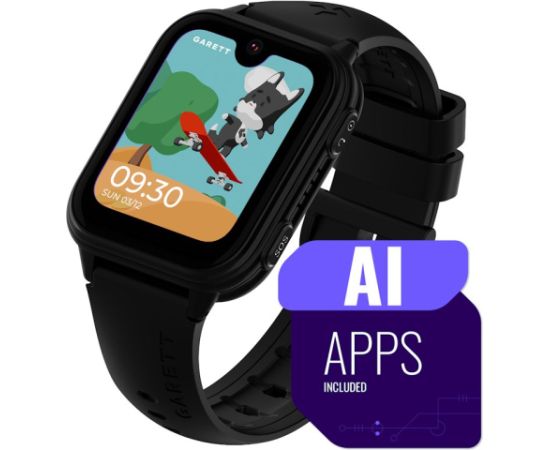 Išmanusis laikrodis su lietuvišku meniu Garett Kids Vibe AI 4G su GPS, kamera, Black Rokas pulksteņi 