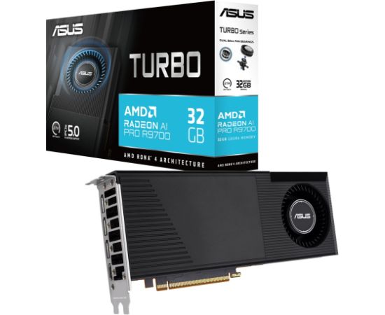 ASUS Turbo -AI-PRO-R9700-32G AMD Radeon AI PRO R9700 32 GB GDDR6 Grafiskās video kartes