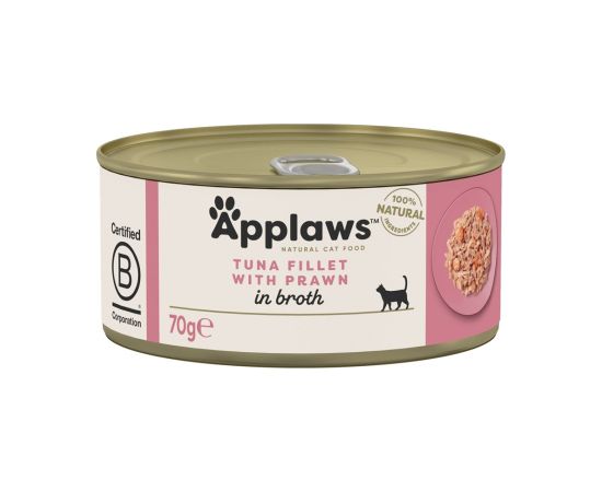 APPLAWS Tuna fillet with prawn in broth - wet cat food - 70g Консервы кошек