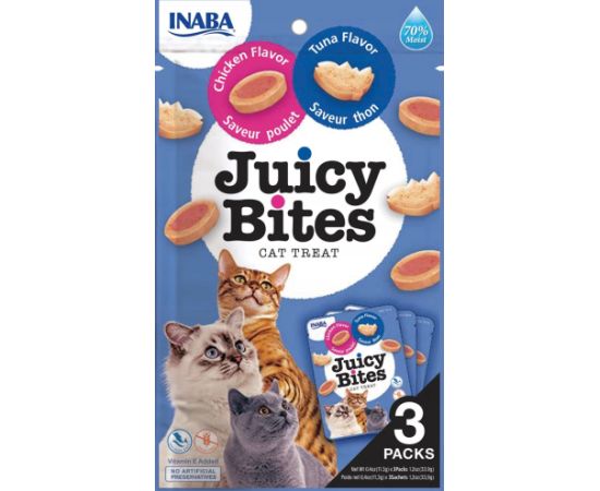 INABA Juicy Bites Chicken and tuna - cat treats - 3 x 11g Kaķu sausā barība