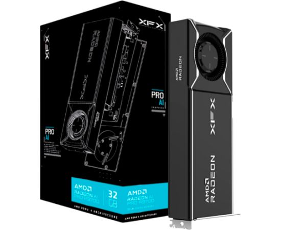 XFX AMD Radeon AI Pro R9700 Blower, 32GB GDDR6 4xDP, AMD RDNA 4 Grafiskās video kartes