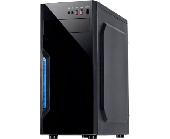 Chassis INTER-TECH B-42 Black Midi Tower, ATX, 2xUSB2.0, Blue LED strip, PSU optional Datoru korpusi