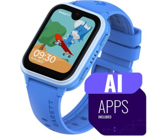 Išmanusis laikrodis su lietuvišku meniu Garett Kids Vibe AI 4G su GPS, kamera, Blue Rokas pulksteņi 
