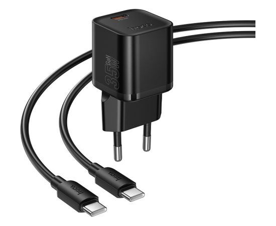 Сетевая зарядка Hoco N66 35W GaN USB-C/USB-A + USB-C to USB-C cable 1.0m черная Зарядные устройства