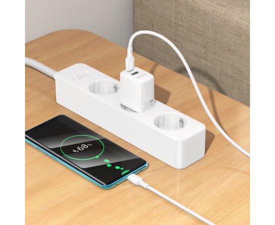 Charger Borofone BN29 30W USB-C/USB-A + USB-C to USB-C cable 1.0m white Telefonu lādētāji 220v