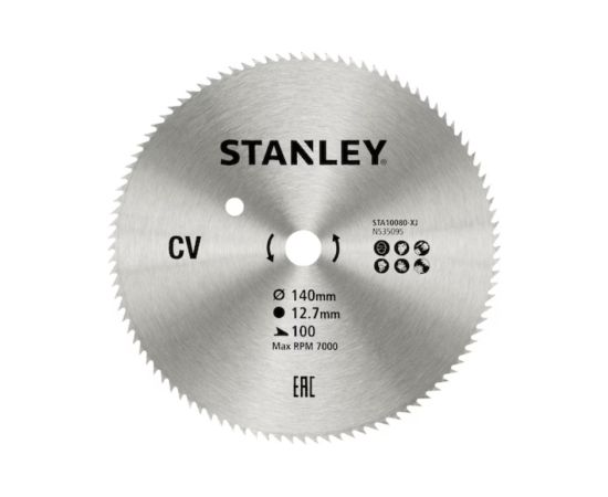 Griešanas disks kokam Stanley STA10080-XJ; 140x12,7 mm; 100T Zāģripas