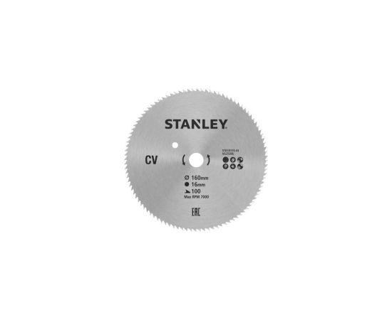 Griešanas disks kokam Stanley STA10155-XJ; 160x16 mm; 100T Zāģripas