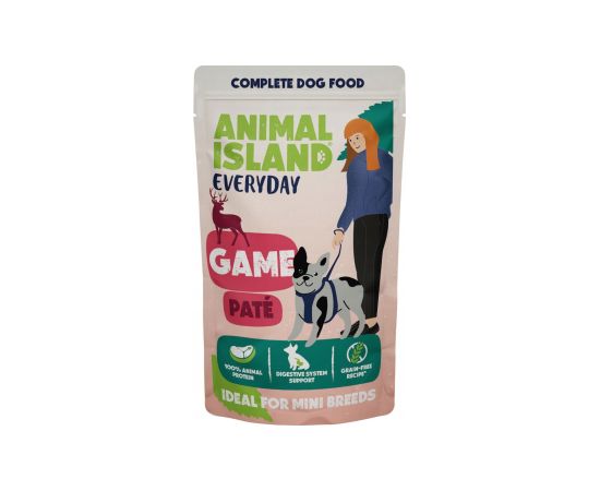 ANIMAL ISLAND Everyday pasztet, saszetka pies 8 szt; 150g x 4 szt dziczyzna, 150g x 4 szt jagnięcina Suņu barība