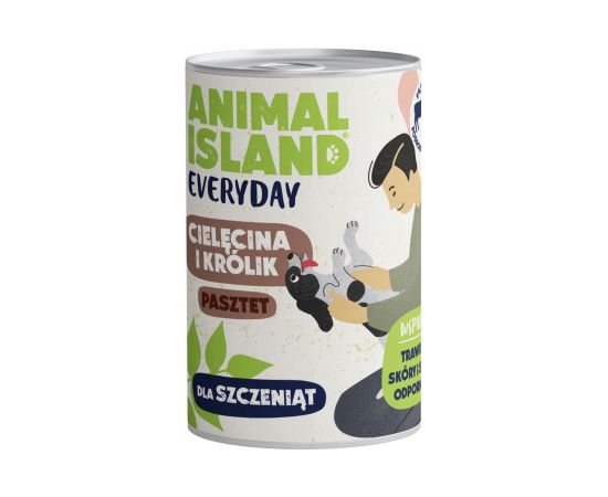 ANIMAL ISLAND Everyday cielęcina i królik dla szczeniąt puszka 400g Suņu barība