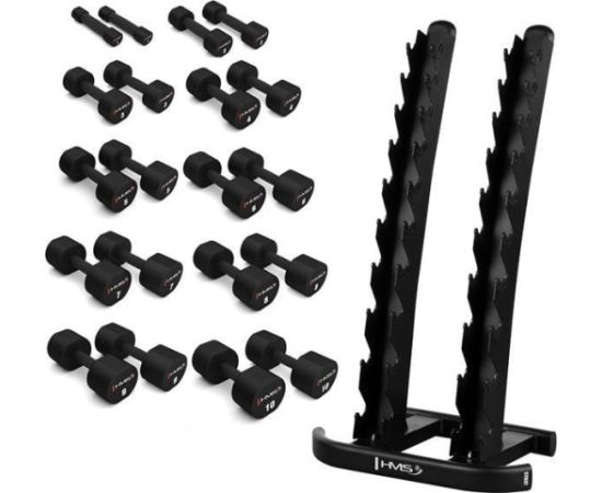 ZESTAW HANTLI POLIURETANOWYCH HPT 2 x 1 - 10 KG (110 KG) + STOJAK STR37 HMS Велосипеды