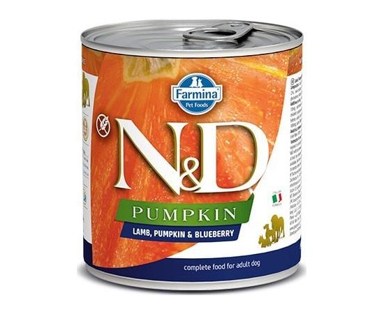 Farmina Farmina N&D Pumpkin Grain Free canine LAMB, PUMPKIN & BLUEBERRY ADULT KARMA MOKRA 285g Suņu barība