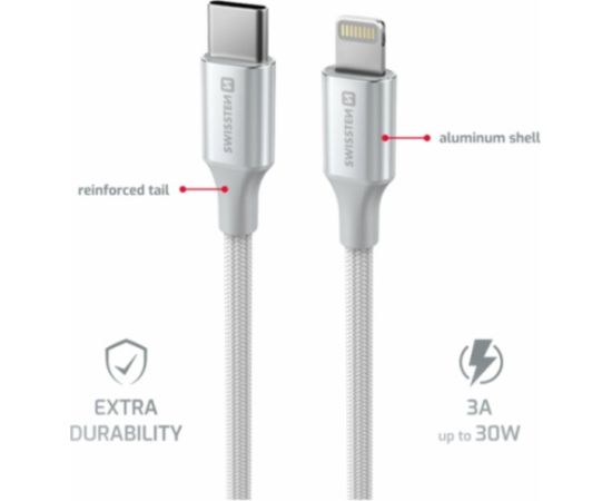 Swissten Textile II USB-C - Lightning Datu un Uzlādes Vads 1.5m Data USB kabeļi