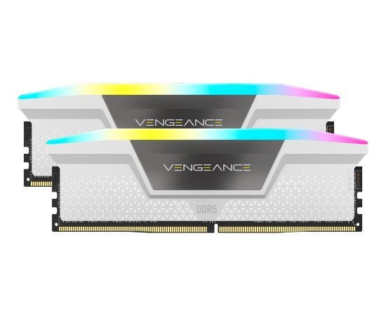 Corsair DDR5 - 64GB - 6000 - CL - 30 (2x 32 GB) dual kit, RAM (white, CMH64GX5M2B6000C30W, Vengeance RGB, INTEL XMP) RAM Operatīvā atmiņa