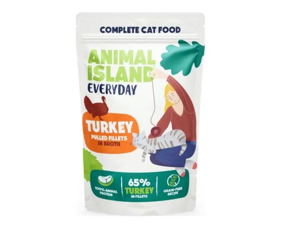 ANIMAL ISLAND Everyday Beef, chicken, turkey and white fish fillets in broth - wet cat food - 40 x 85g Kaķu konservi