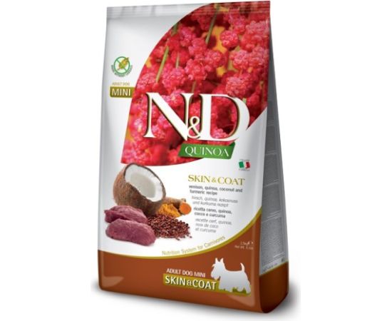 FARMINA N&D Quinoa Dog Skin&Coat Venison, Coconut Adult Mini  - dry dog food - 2.5 kg Suņu barība