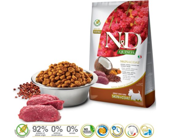 FARMINA N&D Quinoa Dog Skin&Coat Venison, Coconut Adult Mini  - dry dog food - 2.5 kg Suņu barība