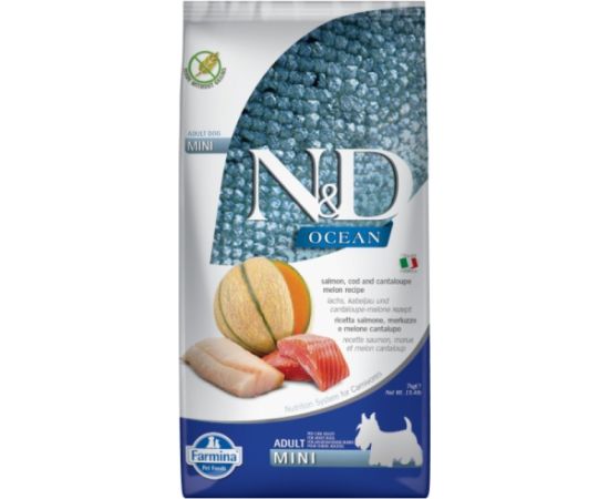 FARMINA N&D Ocean Dog Salmon, Cod, Cantaloupe, Melon Adult Mini - dry dog food - 7 kg Suņu barība