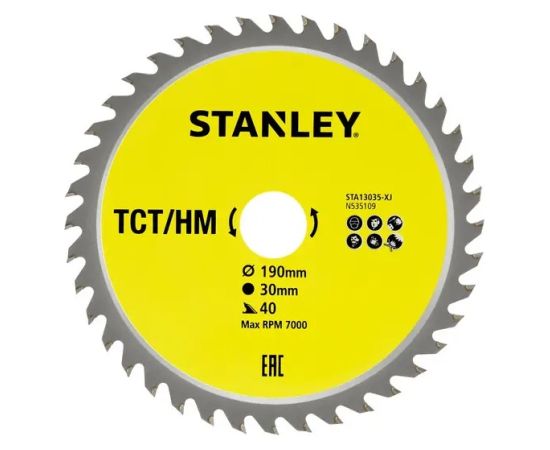 Griešanas disks kokam Stanley STA13035-XJ; 190x30 mm Zāģripas