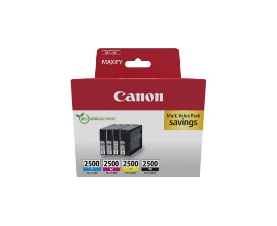 Canon PGI-2500 (9290B006) Ink Cartridge Multipack, C/M/Y/BK Lāzerprinteru izejmateriāli