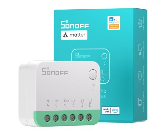 Sonoff MINIR4M Matter smart WiFi mini switch (HomeKit, SmartThings, Home Assistant). Viedie slēdži