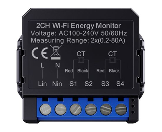 Avatto WiFi WPM16-2 smart bi-directional energy meter Viedie slēdži