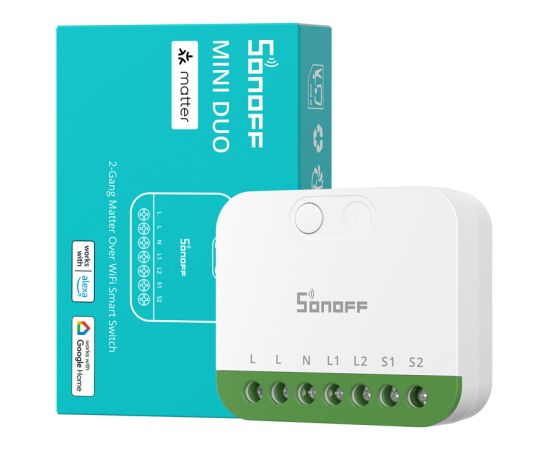 Sonoff MINI-2GS Matter two-channel mini switcher Viedie slēdži