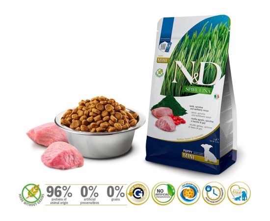 FARMINA N&D Spirulina Lamb Puppy Mini - dry dog food - 2 kg Suņu barība