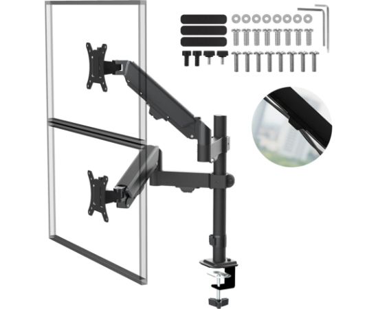 Maclean 2 monitor mount, gas spring, 17"-32", 2-10kg, black, MC-136 Крепления для телевизоров