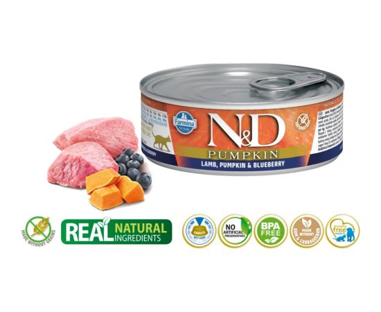 Farmina N&D Cat Lamb & Pumpkin & Blueberry  70g Kaķu konservi