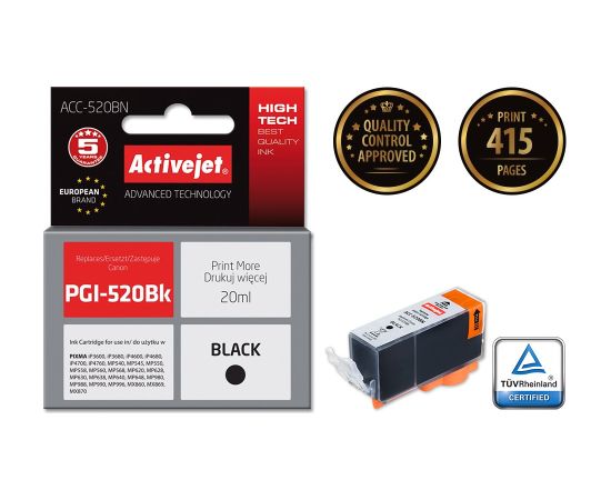 Activejet ACC-520BN Ink (replacement for Canon PGI-520BK; Supreme; 20 ml; black) Чернила для принтера