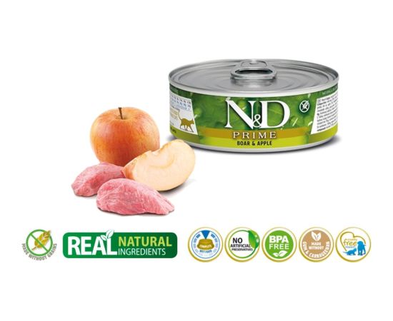 FARMINA N&D CAT PRIME BOAR & APPLE  70g Kaķu konservi