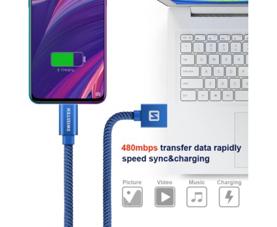 Swissten Textile Универсальный Quick Charge 3.1 USB-C USB Кабель данных 1.2м Дата USB-кабели