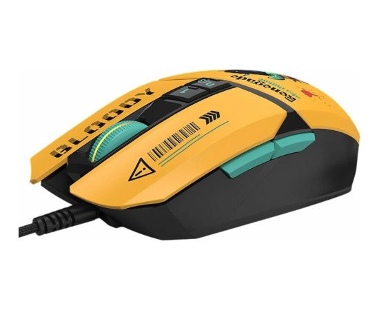 A4TECH Bloody W63 Max Renegade vadu spēļu pele | RGB | 7 pogas | 12000CPI | dzeltena krāsa Peles, ievadierīces