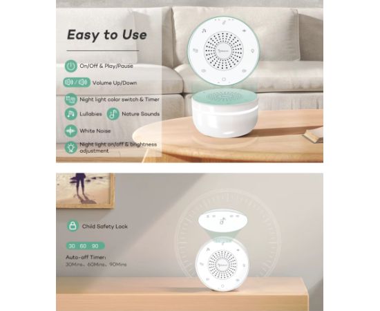 White noise machine Reach N-02 white Mazuļu uzraudzības ierīces