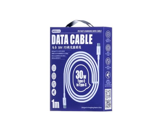 USB cable Remax RC-C021 USB-C to USB-C 30W 2.0m white Data USB kabeļi