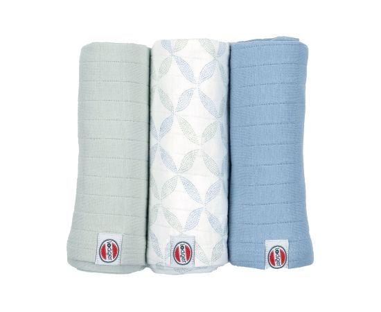 Lodger Swadler Solid Matcha kokvilnas autiņš,Peppermint, 70x70 cm, 3gab. - SWM 104 Kokvilnas autiņi, klipši