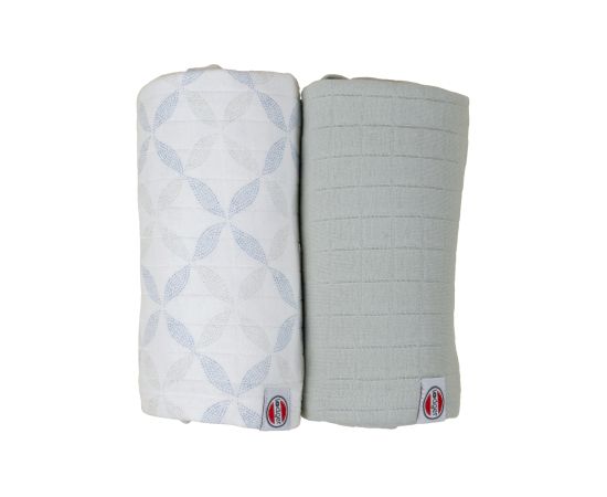 Lodger Swadler Solid Matcha kokvilnas autiņš, Peppermint/Blue Fogg, 110x110 cm, 2gab. - SW 1110 Kokvilnas autiņi, klipši