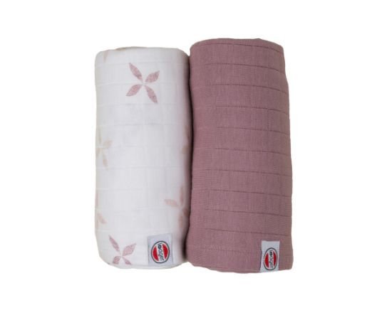 Lodger Swadler Solid Matcha kokvilnas autiņš, Powder/Rose, 110x110 cm, 2gab. - SW 1123 Kokvilnas autiņi, klipši