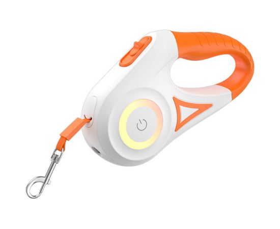 Rojeco Dog Automatic Leash LED 5 m (white and orange) Citas preces